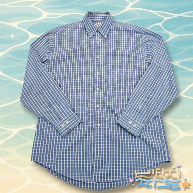 M 브룩스브라더스 논아이언 체크 포켓 셔츠