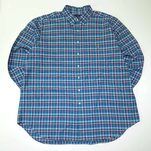 CL584 3XL 폴로 00s 코튼 스몰 타탄체크 버튼다운 셔츠 남방