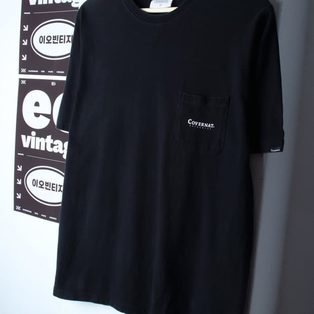 (L-XL) 커버낫 반팔 티셔츠 하와이안 포켓 블랙 에이징-H32974