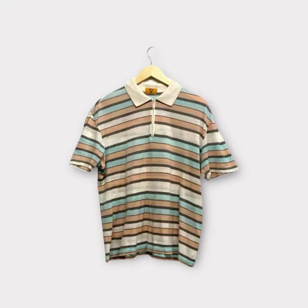 엠씨엠 MCM 멀티 스트라이프 카라넥 티셔츠 M