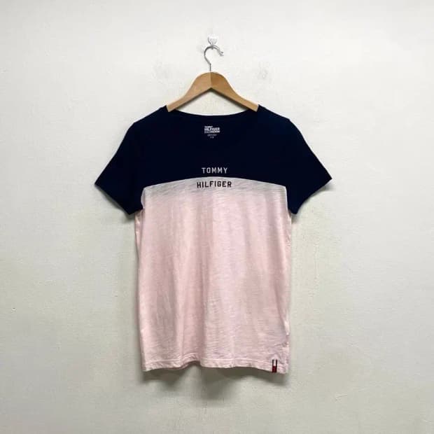 타미힐피거 투배색 라운드 반팔티 S-M