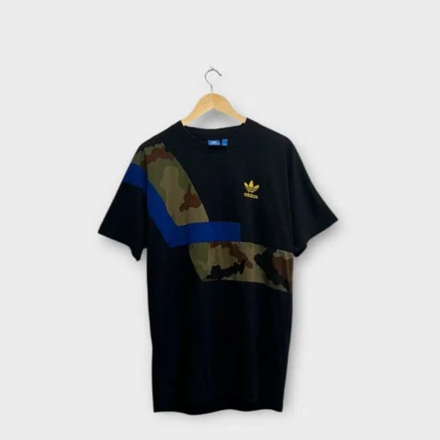 아디다스 블랙 카모 라운드 티셔츠 2XL