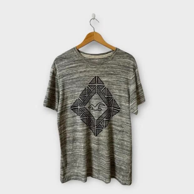 홀리스터 프린팅 그레이 반팔티 L