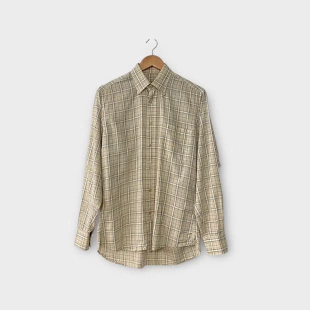 버버리 베이지 체크 셔츠 S