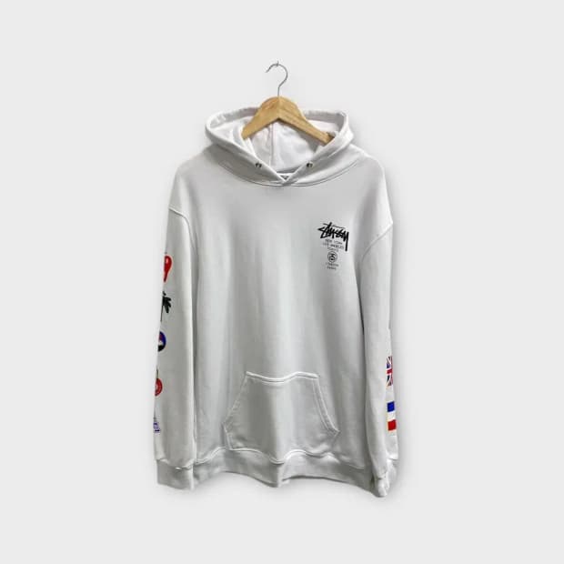 스투시 월드투어 화이트 후드티 XL