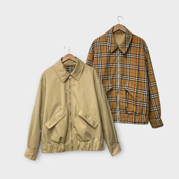 버버리 양면 리버시블 헤링턴 블루종 자켓XL