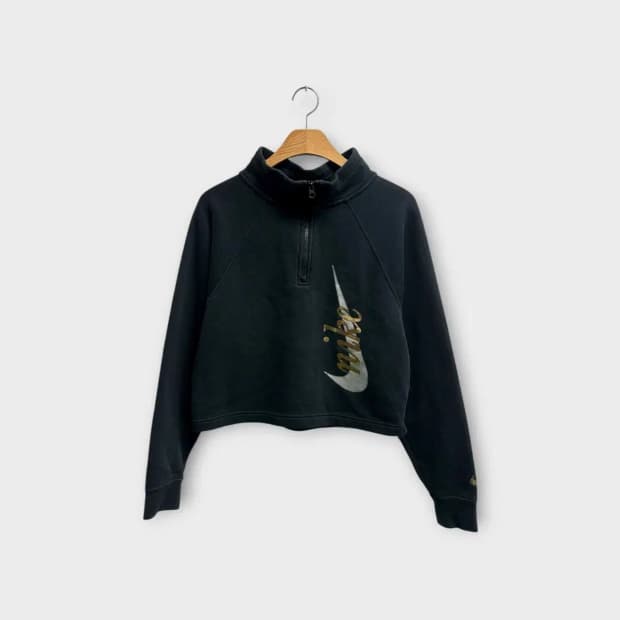 나이키 스우시 반집업 크롭 맨투맨 S