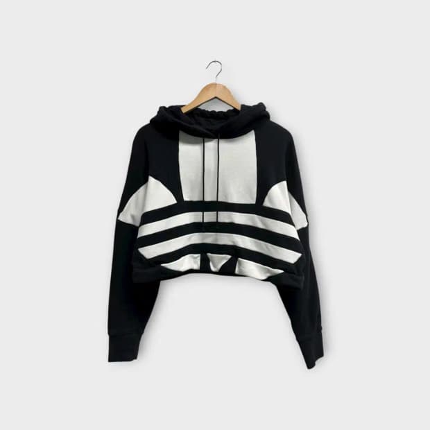 아디다스 빅불꽃 크롭 후드티 S