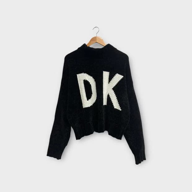 DKNY 부클 블랙 니트 M