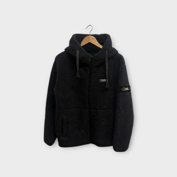 내셔널지오그래픽 진그레이 뽀글이후드집업 90