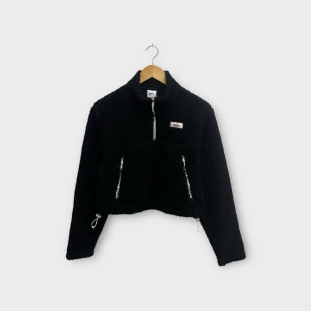 나이키 크롭 반집업 후리스 양털 뽀글이 핑크 M