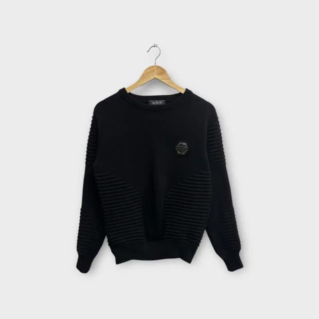 필립플레인 스컬 블랙 니트 S