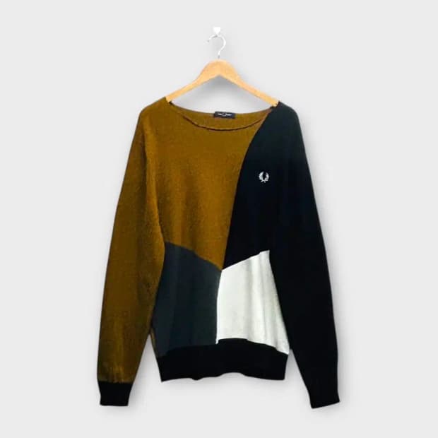 프레드페리 사선블록 브라운니트 XL