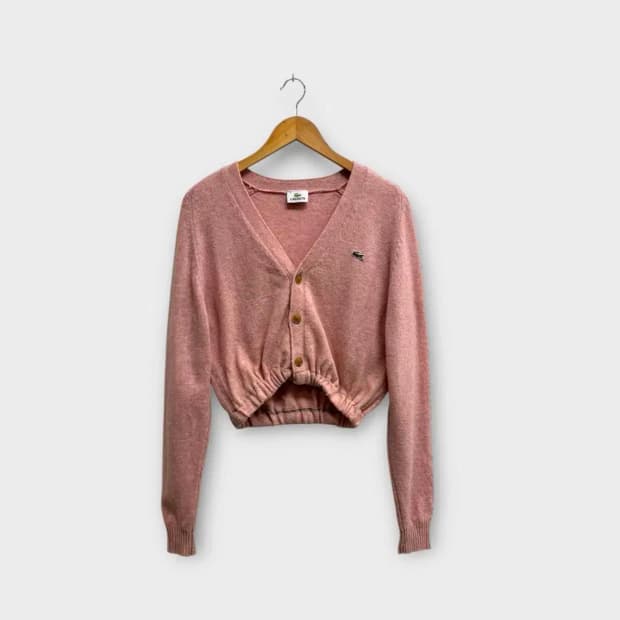 라코스테 핑크 크롭 가디건 M
