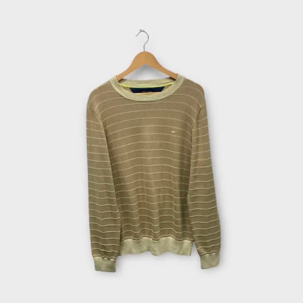 타미힐피거 스트라이프 베이지 니트 L