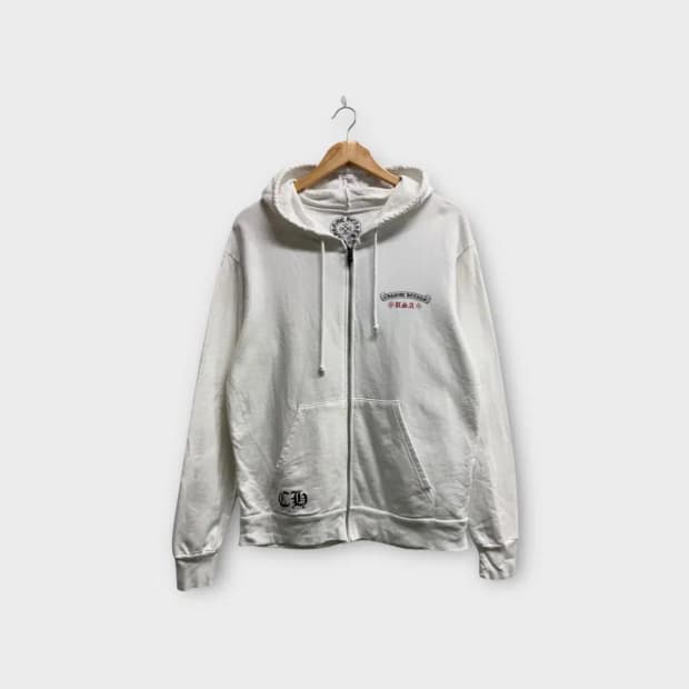 크롬하츠 화이트 집업 후드티 M