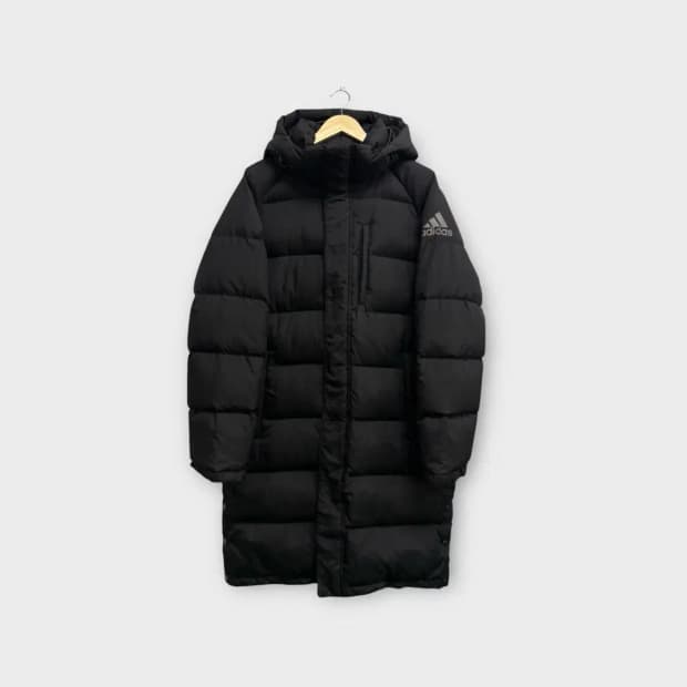 아디다스 로고 블랙 롱패딩 XL