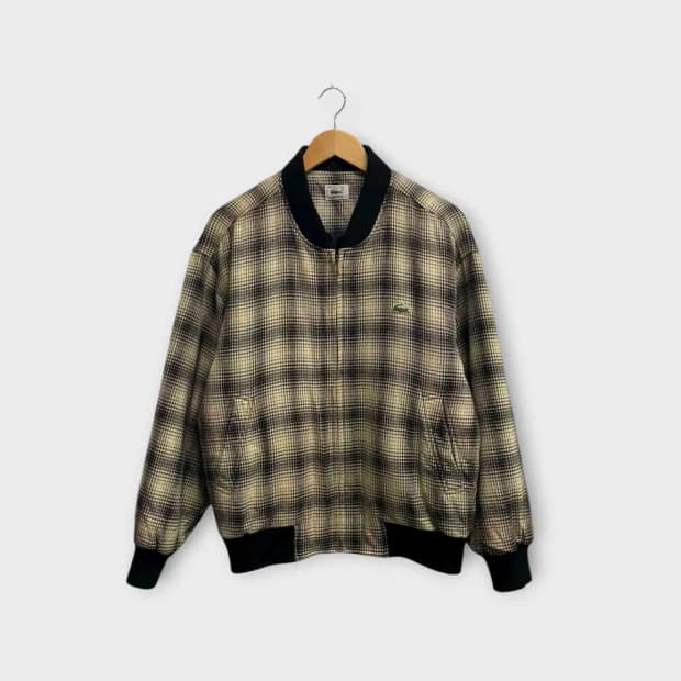 라코스테 체크 모직 블루종 자켓 L