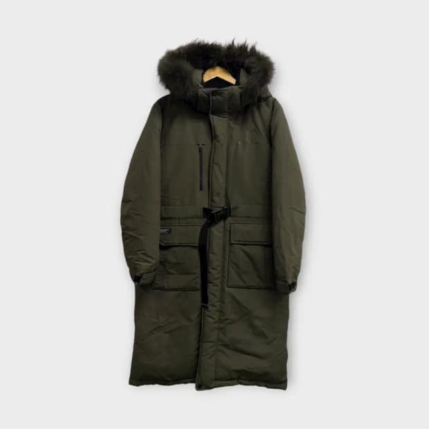 그레고리 GREGORY 카키색 벨트 롱 패딩 M