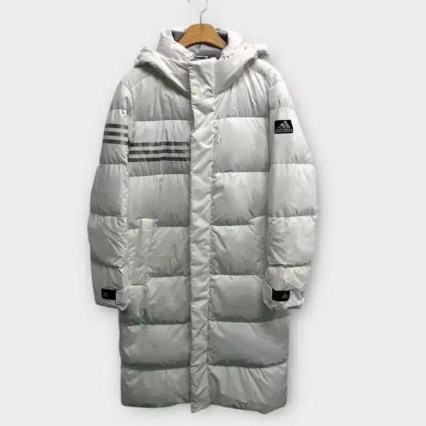 아디다스 삼선 화이트 구스 롱패딩 M