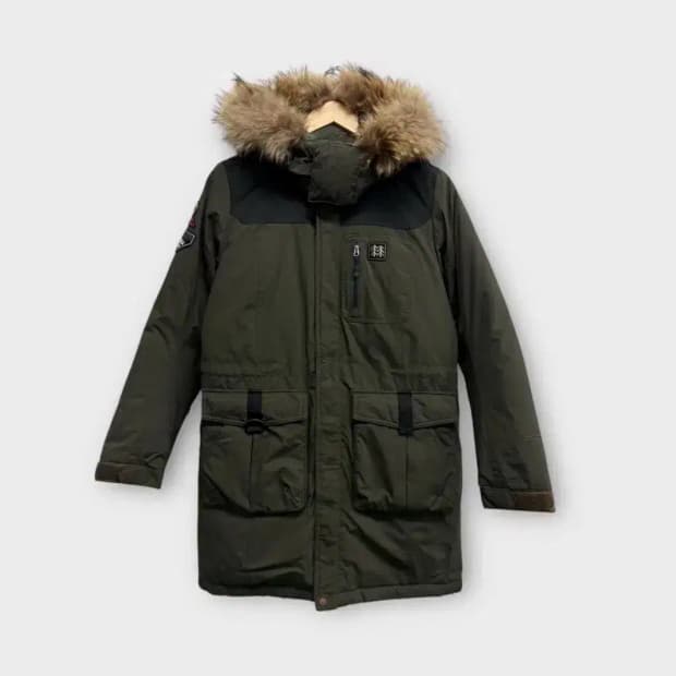 코오롱 스포츠 카키색 구스다운 S