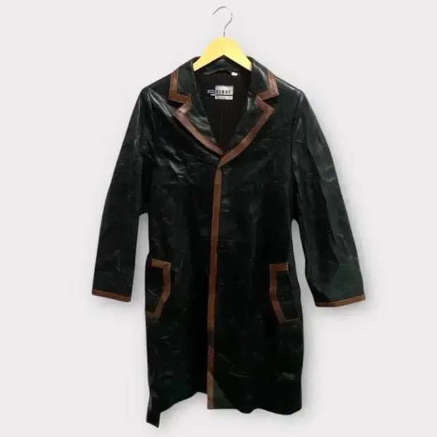 진도 양가죽 트렌치 레더 롱코트 M-L