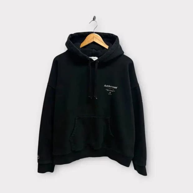 앤더슨벨 로고 블랙 후드티 L