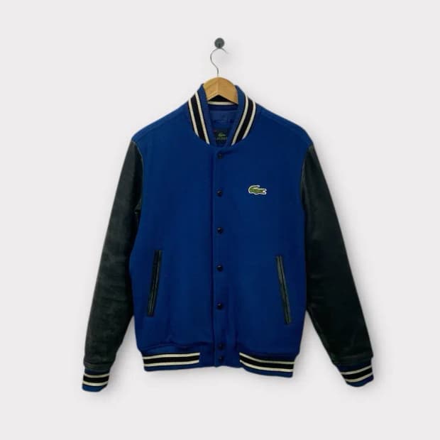 라코스테 누빔 양가죽 바시티 울 점퍼 M