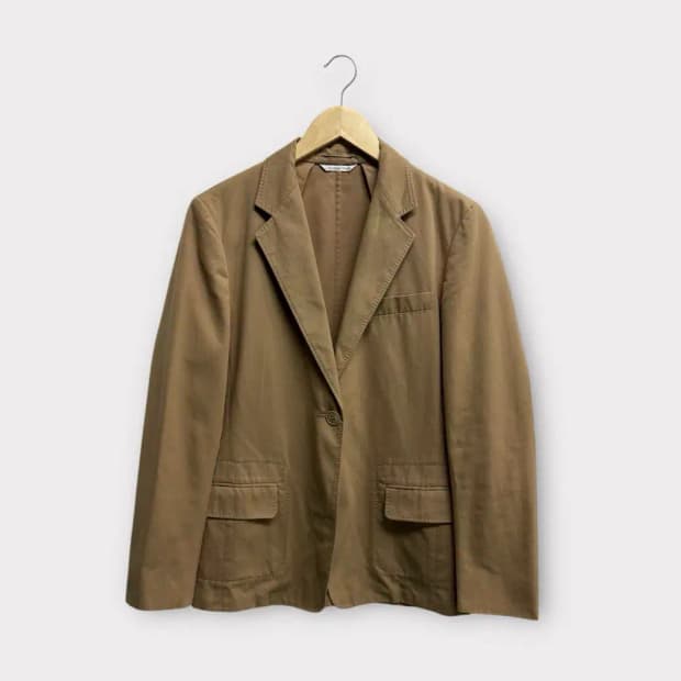 막스마라 베이지컬러 투버튼 블레이저 면자켓 S