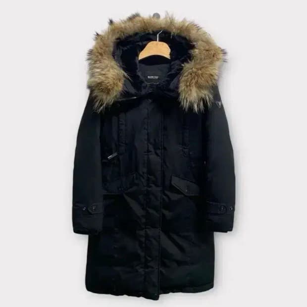 블랙야크 블랙 덕다운 라쿤털 패딩 코트 85