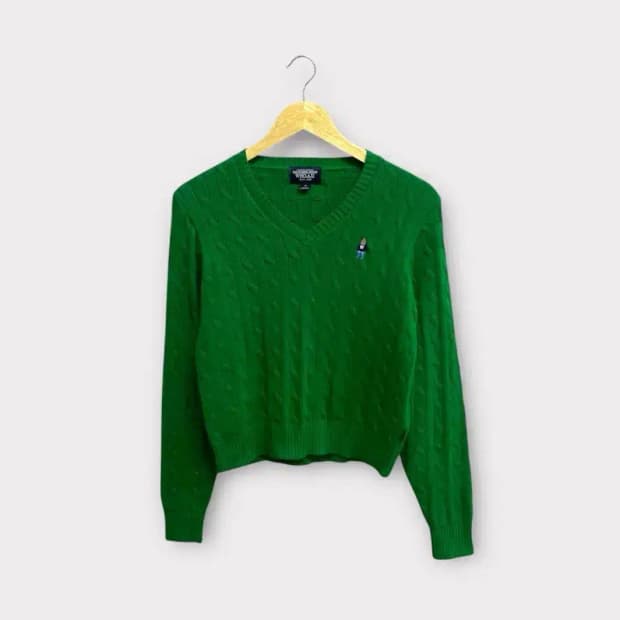 후아유 스티브 브이넥 케이블 니트 스웨터 M