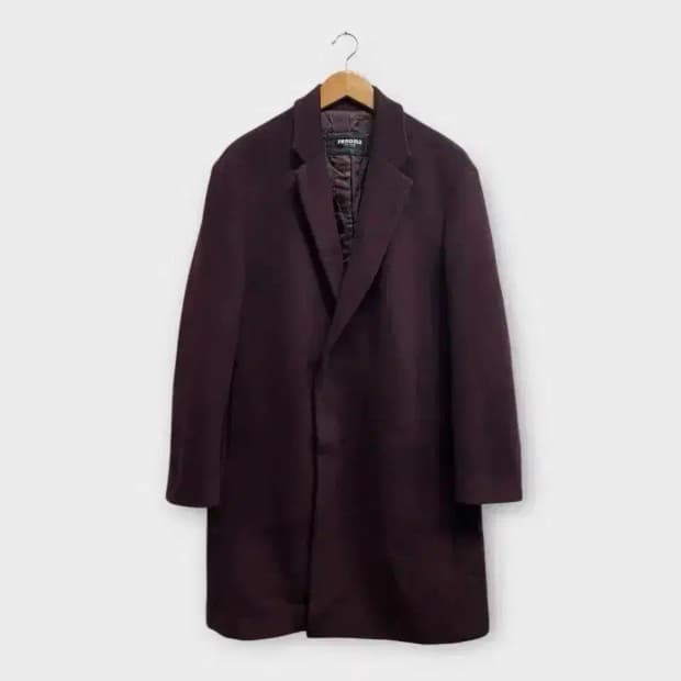 레노마 캐시미어 함유 버건디 코트 L