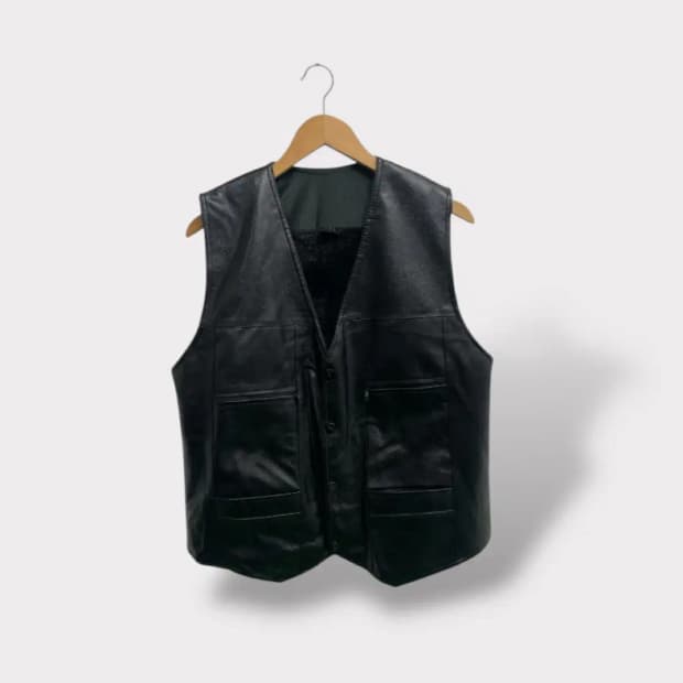 보그 VOGUE VINTAGE 지퍼 레더 베스트 S-M