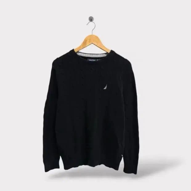 노티카 블랙 케이블 니트 M-L