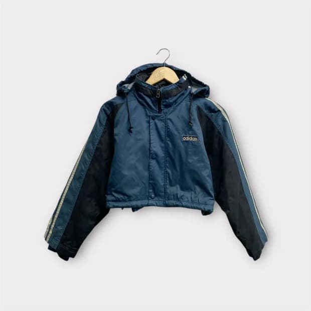 아디다스 블루 크롭 바람막이 자켓 XS