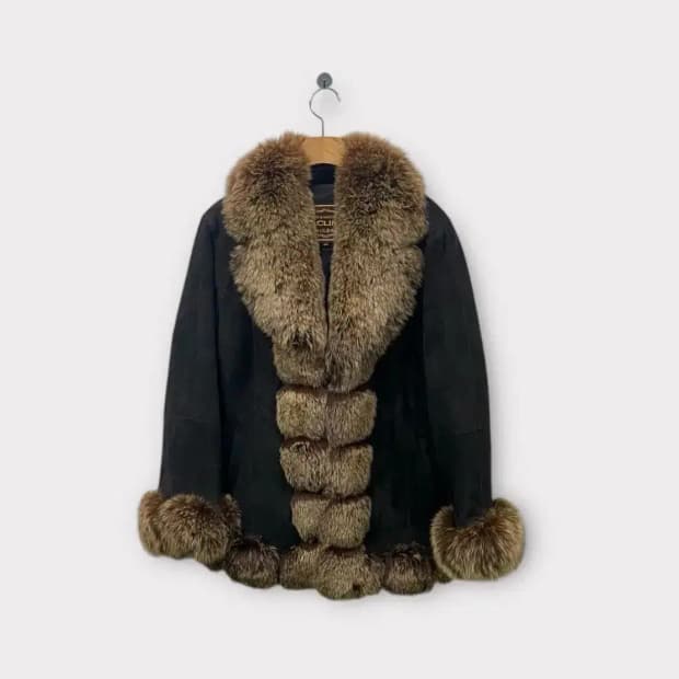 빈티지 양가죽 브라운 무스탕 점퍼 M