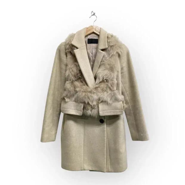 시스템 여우털 레이어드 캐시미어 혼방 코트 S