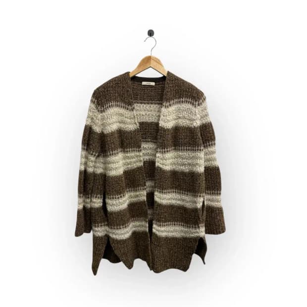 시스템 줄무늬 오픈 울 가디건 Free