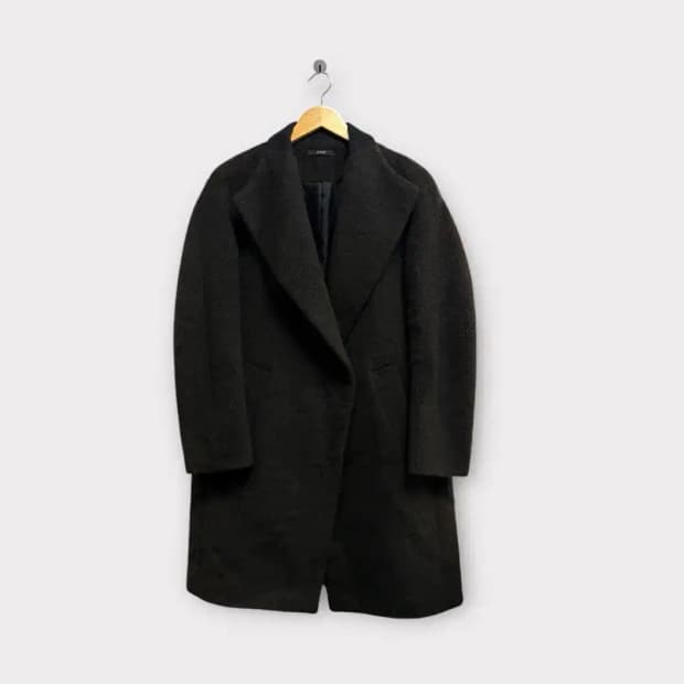 시스템 라마양모 카키 심플코트 M