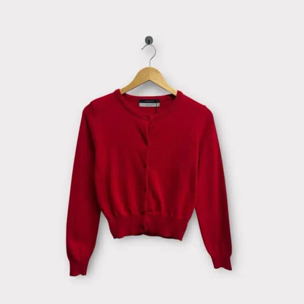 [새상품] 캐시미어 레드 가디건 XS-S
