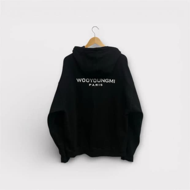 우영미 백로고 후드 스웨트셔츠 블랙 XL