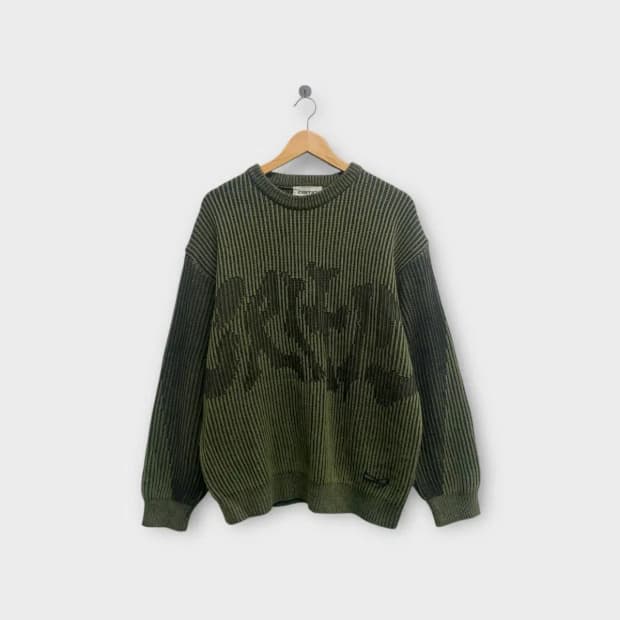 크리틱 카키 스웨터 니트 M-L