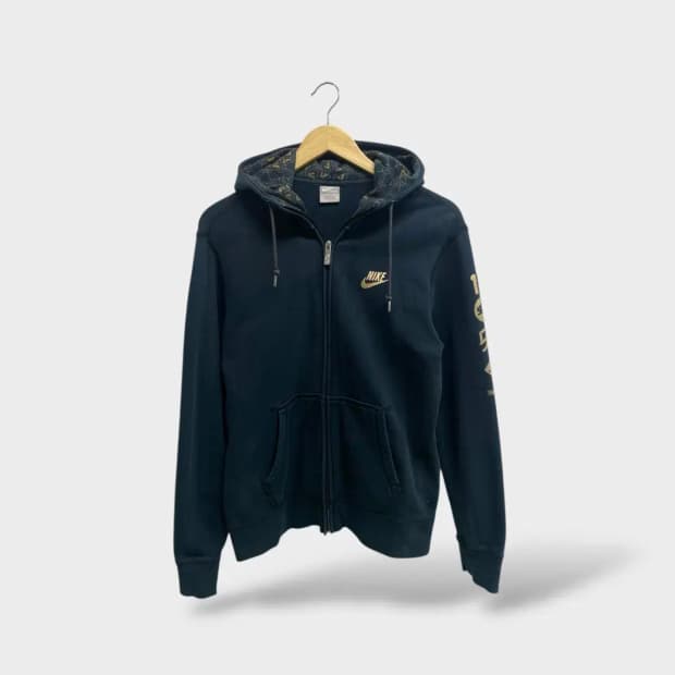 나이키 래빗 프린팅 블랙 후드 집업 L