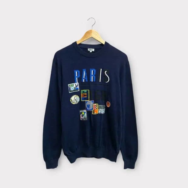 겐조 KENZO 멀티 자수 패치 크루넥 스웨터 L