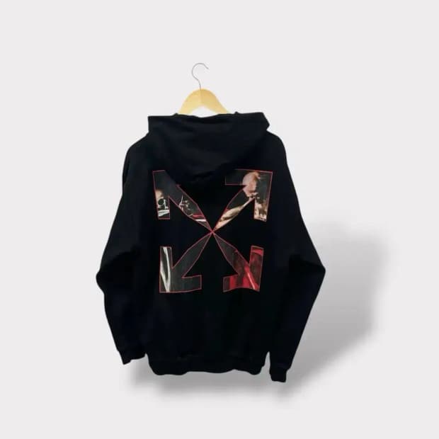 오프화이트 카라바조 코튼 후드 스웻셔츠 M-L