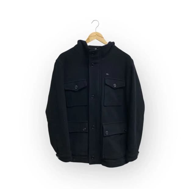 라코스테 울 혼방 하이넥 모직 반코트 L