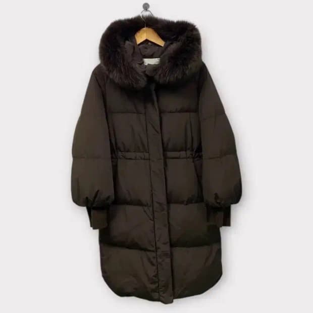 빈폴 여성 여우털 브라운 구스 롱패딩 M