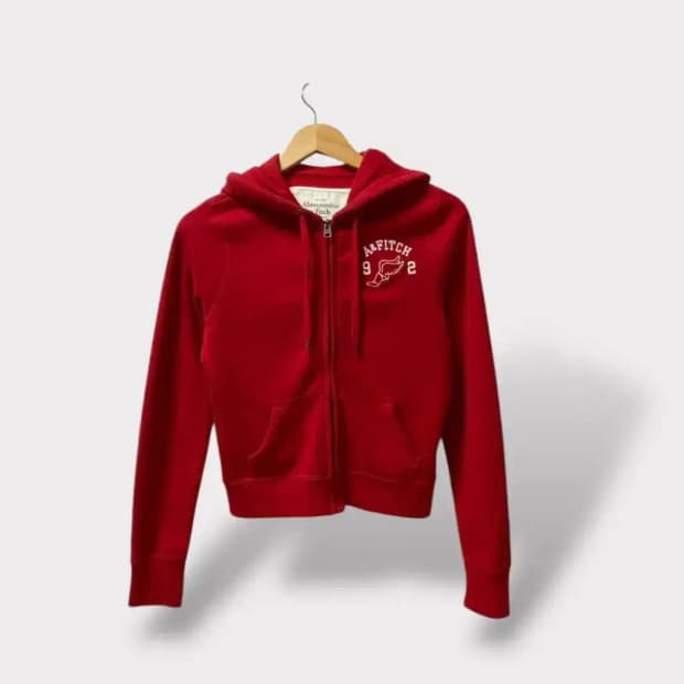 아베크롬비 기모 레드 후드집업 S-M