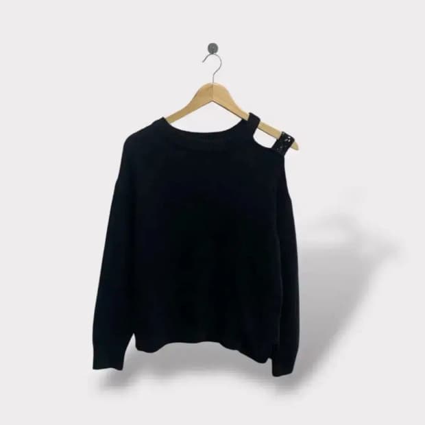 DKNY 컷아웃 숄더 블랙 니트 스웨터 XS