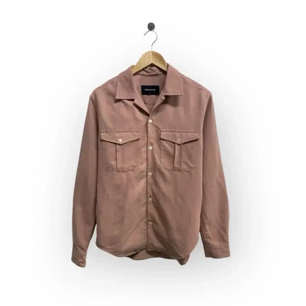 앤더슨벨 스모크 핑크 퍼티그 포켓 오픈카라 셔츠 M